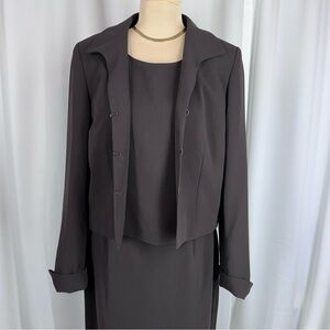 Vtg Jones New York 3 Piece Skirt Suit Sz 10 Skirt Shell Jacket Brown Classic EUC